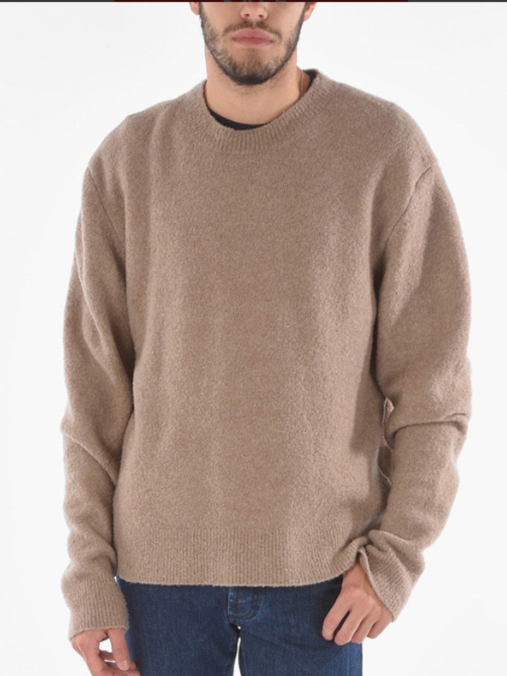 Nanushka Merino Wool Blend Tan Crewneck Sweater Size XL